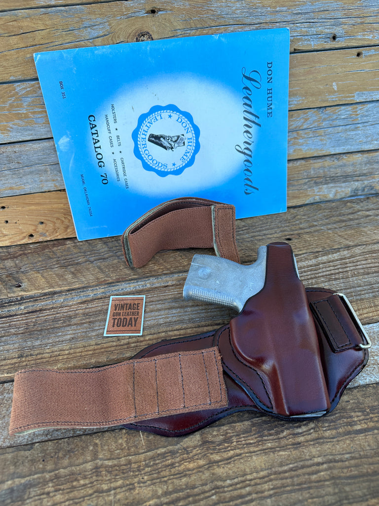 Vintage Don Hume Brown Leather Ankle Holster For Smith S&W SIGMA 9M Right