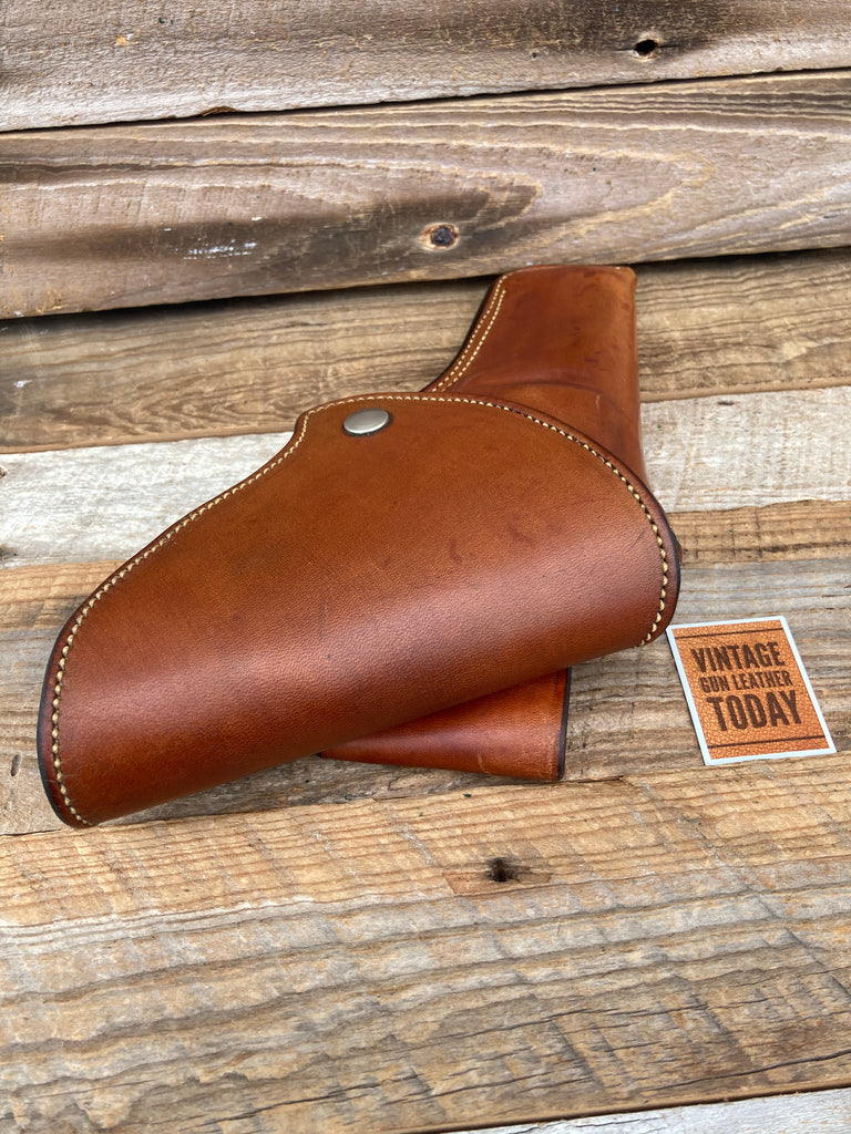 Vintage Alfonsos Suede Lined Brown Leather Flap Holster For S&W K Frame 4"
