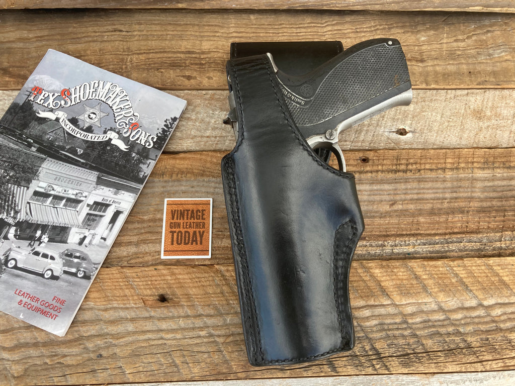 Vintage Tex Shoemaker Black Leather Swivel Holster For S&W 4506 Square Trigger