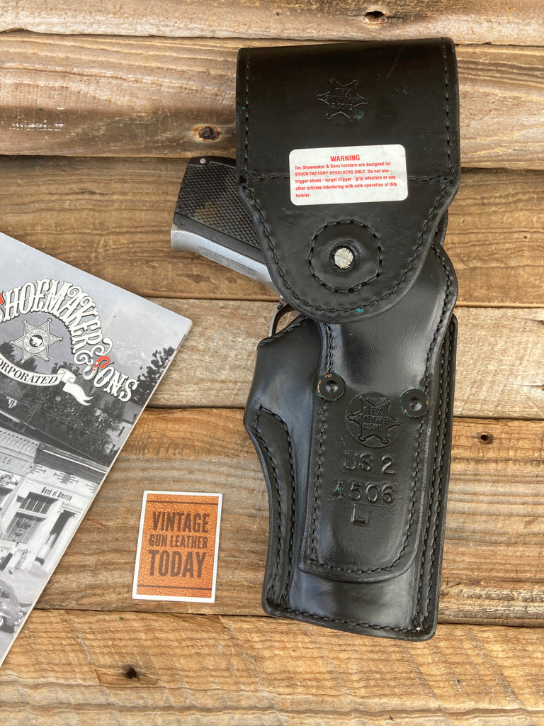 Vintage Tex Shoemaker Black Leather Swivel Holster For S&W 4506 Square Trigger