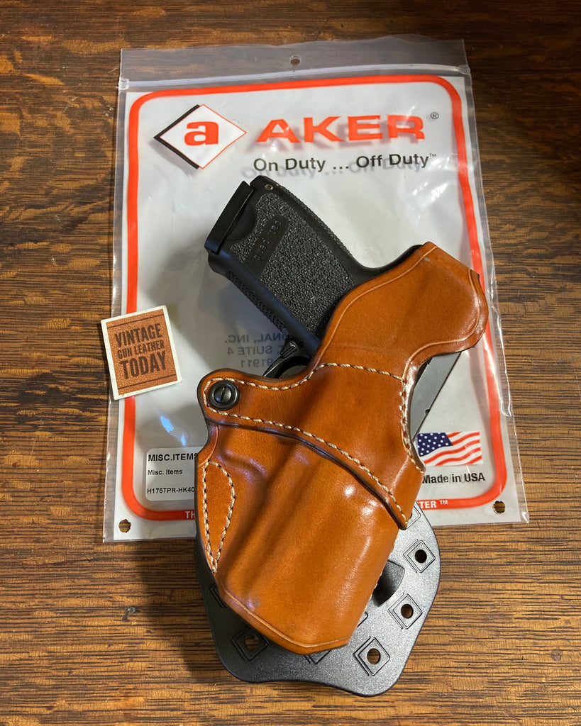 Discontinued AKER Brown Leather Paddle Holster For Heckler Koch HK H&K USP 9 40C