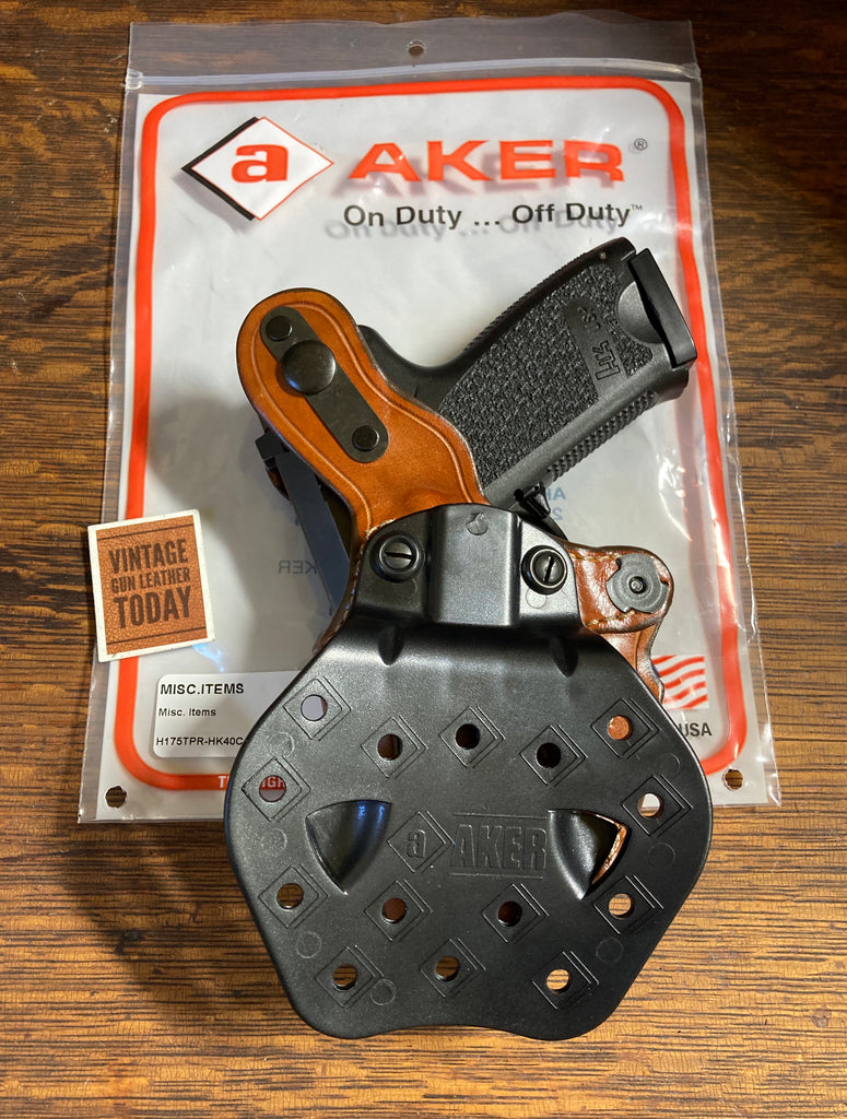 Discontinued AKER Brown Leather Paddle Holster For Heckler Koch HK H&K USP 9 40C