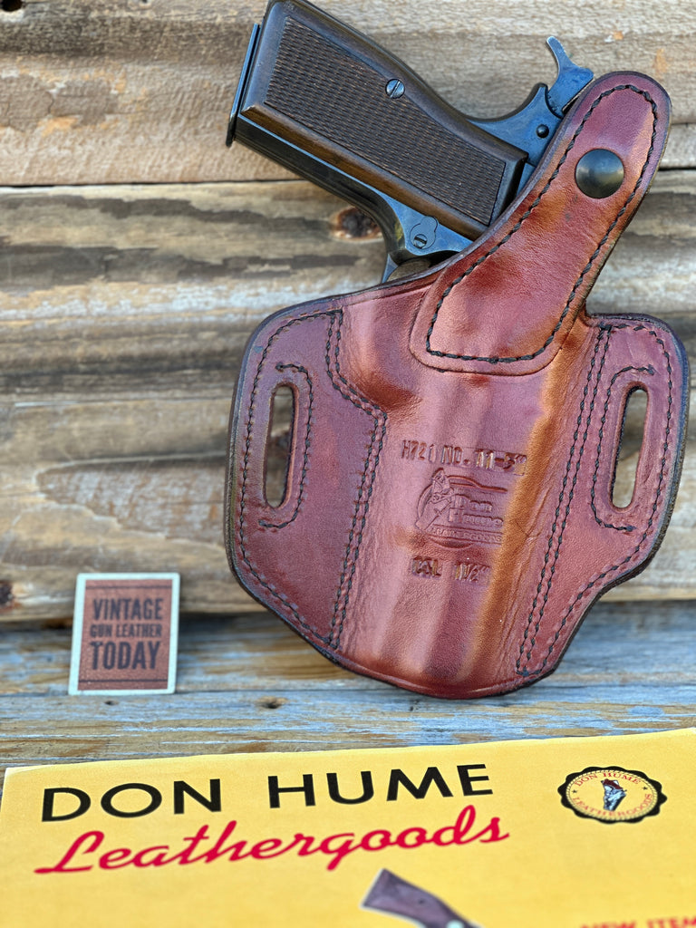 Vintage Don Hume H721  11-5 Brown Leather Holster For Browning Hi Power
