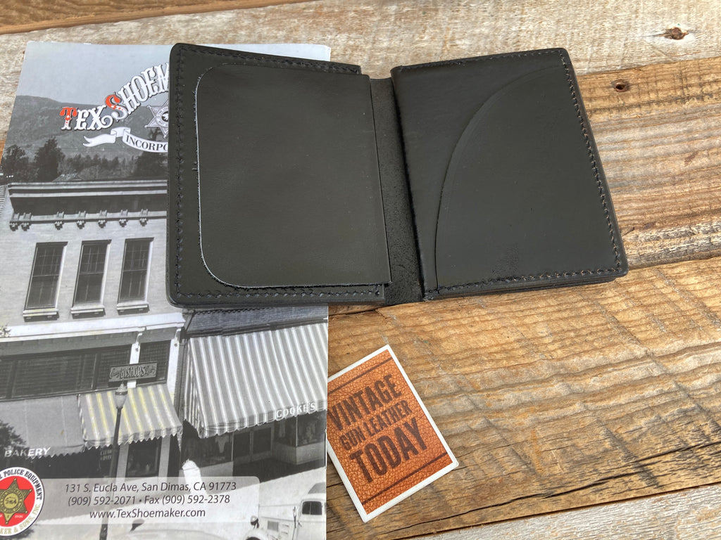 Vintage Tex Shoemaker Portland Oregon PD Black Leather Badge Wallet / ID Holder