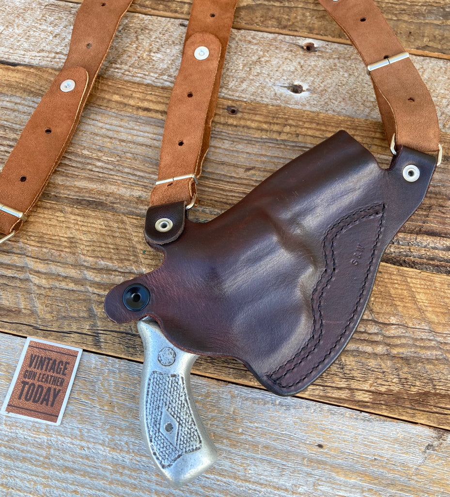 Desantis Brown Leather Shoulder Holster Rig For 3 J Frame Revolver Charter Arms