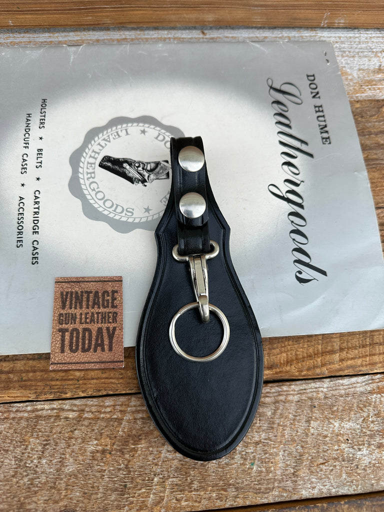 Vintage Don Hume S503 Plain Black Leather Police Duty Key Strap Flap Nickel
