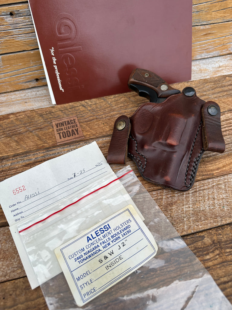Vintage 1970s Alessi Brown Leather IWB Holster for S&W 36 Chief Special Right J