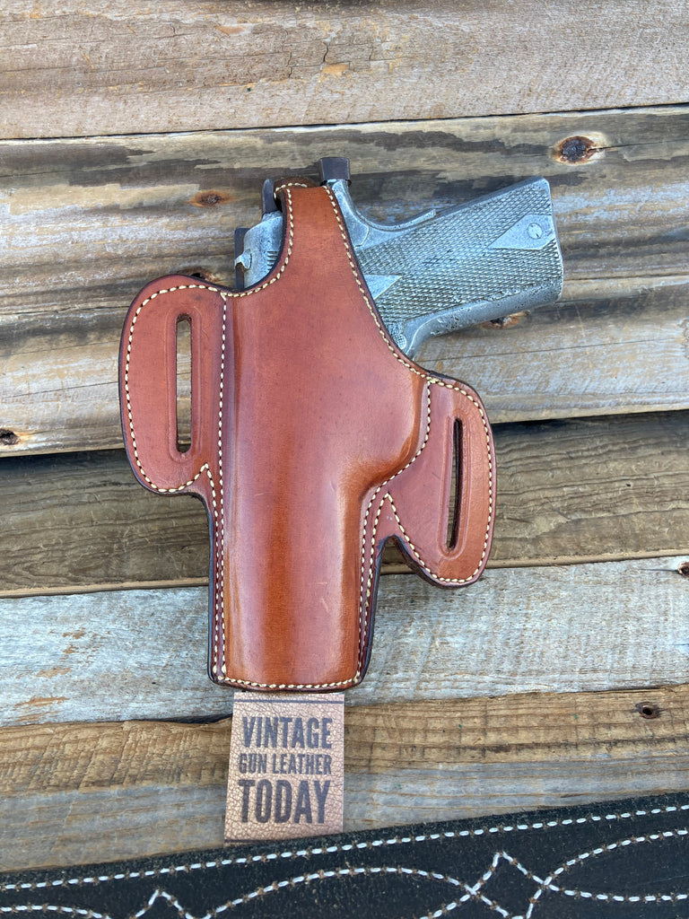 Alfonso's Brown Plain Leather Suede Lined Holster for Colt Commander .45 Open