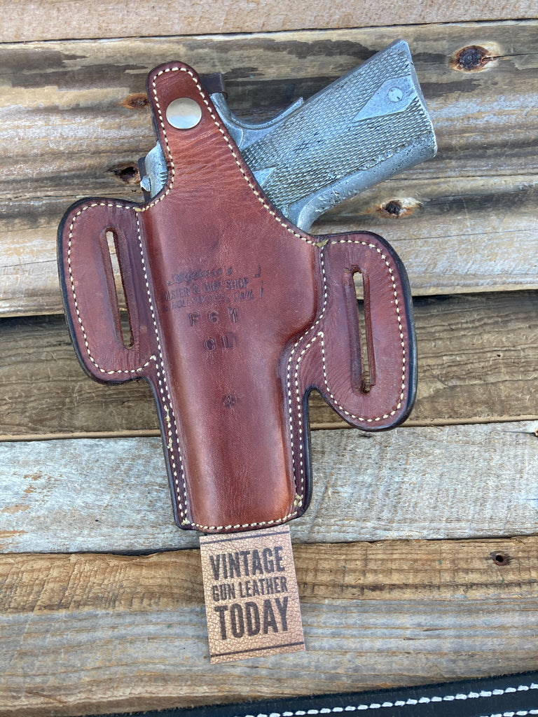 Alfonso's Brown Plain Leather Suede Lined Holster for Colt Commander .45 Open RT