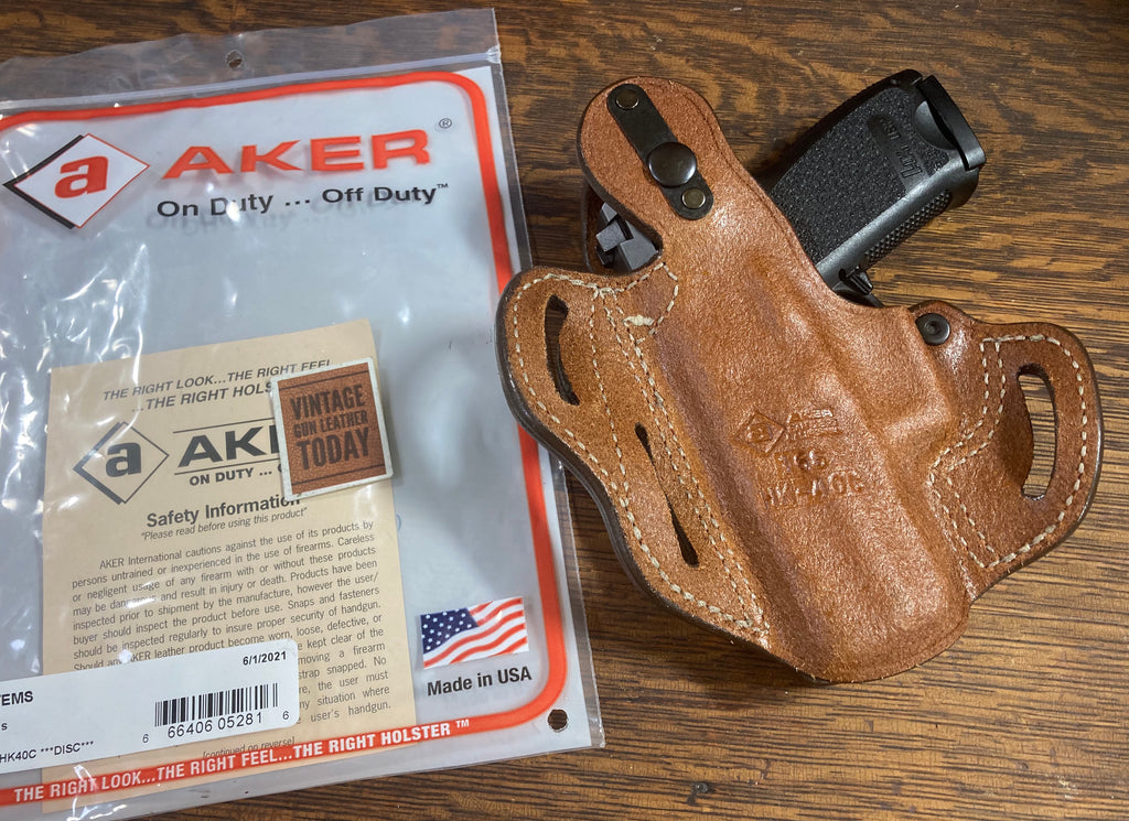AKER Brown Leather 3 Slot OWB Holster For H&K HK USP 40C  Strong Cross Draw
