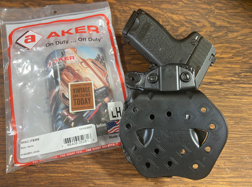 AKER Black Leather DA Open Paddle Holster for Heckler Koch HK H&K 40 USP LEFT