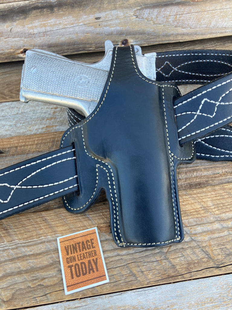 Alfonso's Black Plain Leather Suede Lined Holster for Colt Commander .45 Open RT