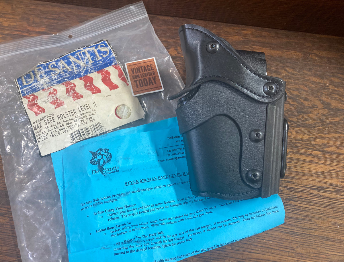 Vintage Desantis Black Leather Kydex Duty Retention Holster 3953 4043 ...