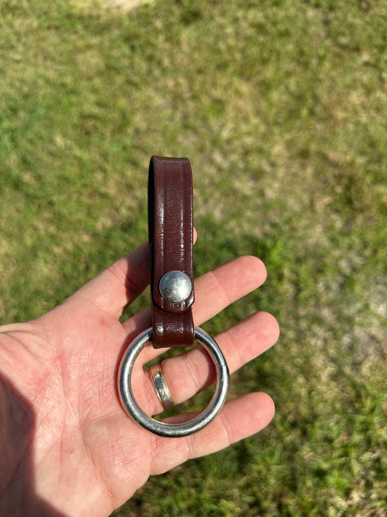Don Hume Fairfax Brown Leather Baton Ring Holder 1 1/2" Diameter Nickel Snap