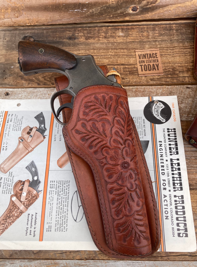 Vintage Hunter Frontier Hand Floral Carved Holster For Colt S&W Webley Revolver