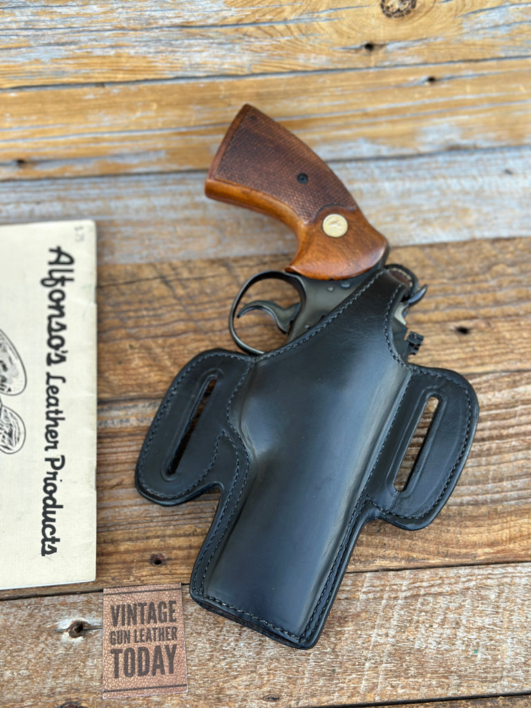 Alfonso's Plain Black Leather Holster For Colt Python S&W L 686 586 Revolver 4",
