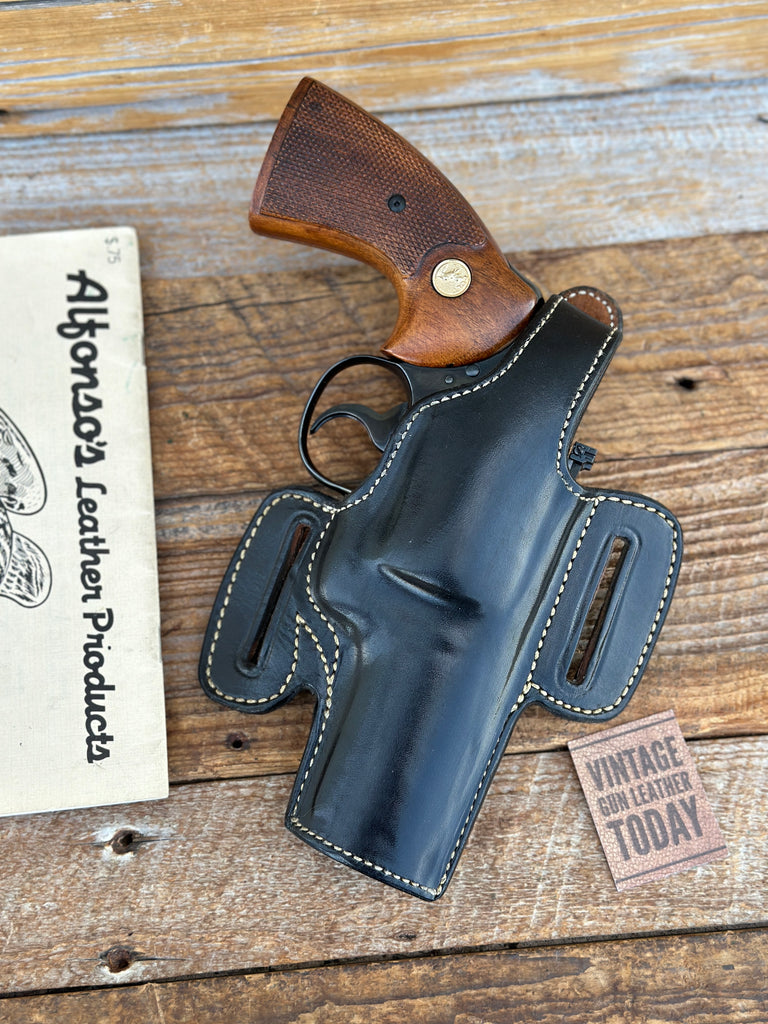 Alfonso's Plain Black leather Holster For Colt Python S&W L 686 586 Revolver 4"