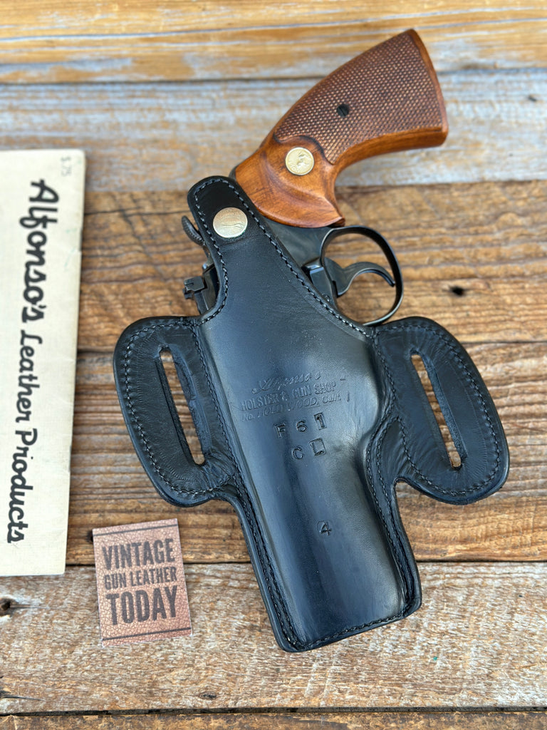 Alfonso's Plain Black Leather Holster For Colt Python S&W L 686 586 Revolver 4",