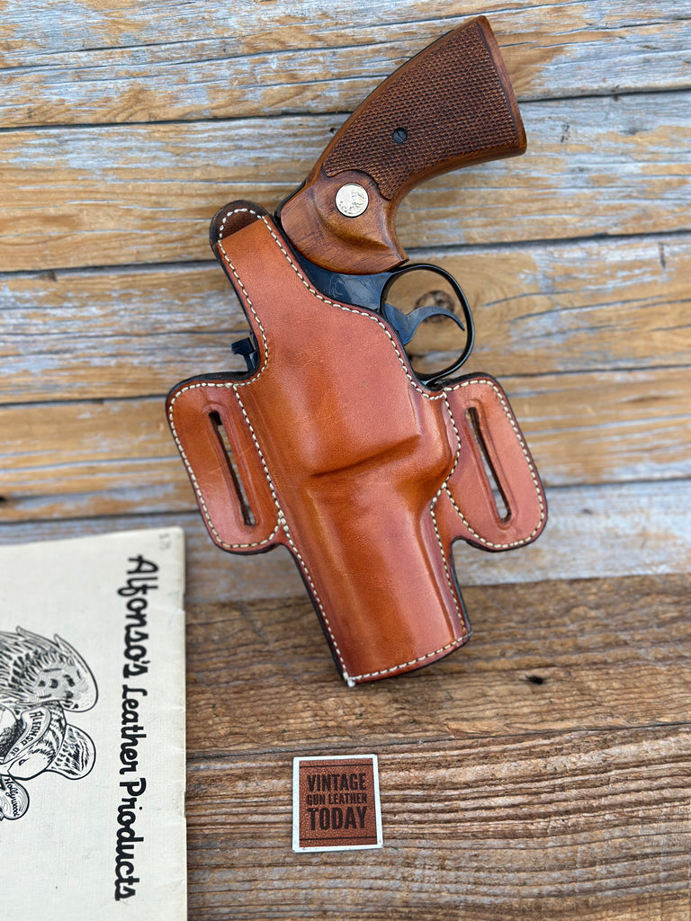 Alfonsos F60 Plain Brown leather Lined Holster For Colt Python S&W L 4"