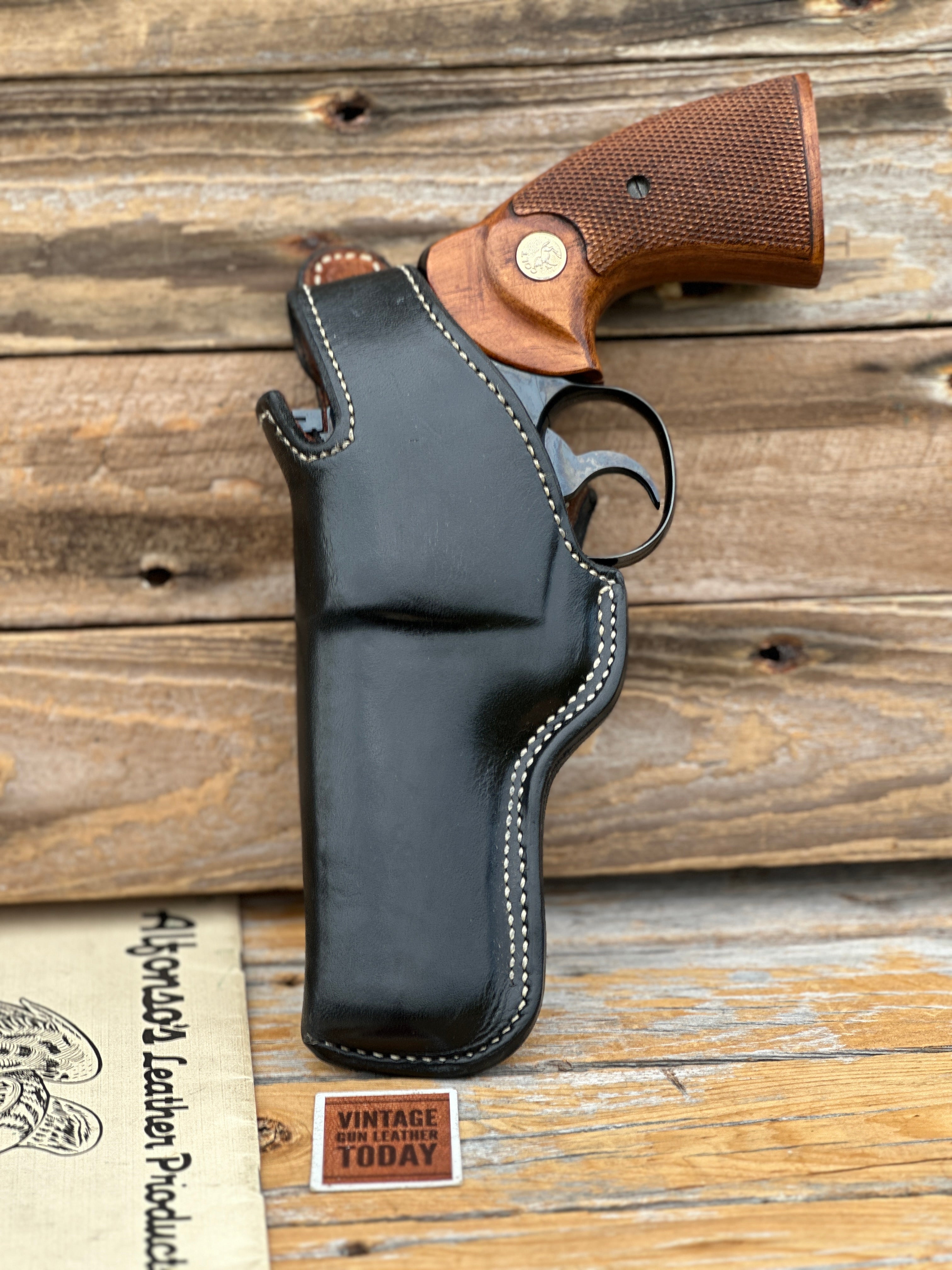 Alfonso's Black Leather Suede Lined Holster For S&W 586 L Python Revol ...