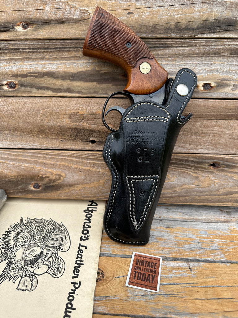 Alfonso's Black Leather Suede Lined Holster For S&W 586 L Python Revolver 4",,