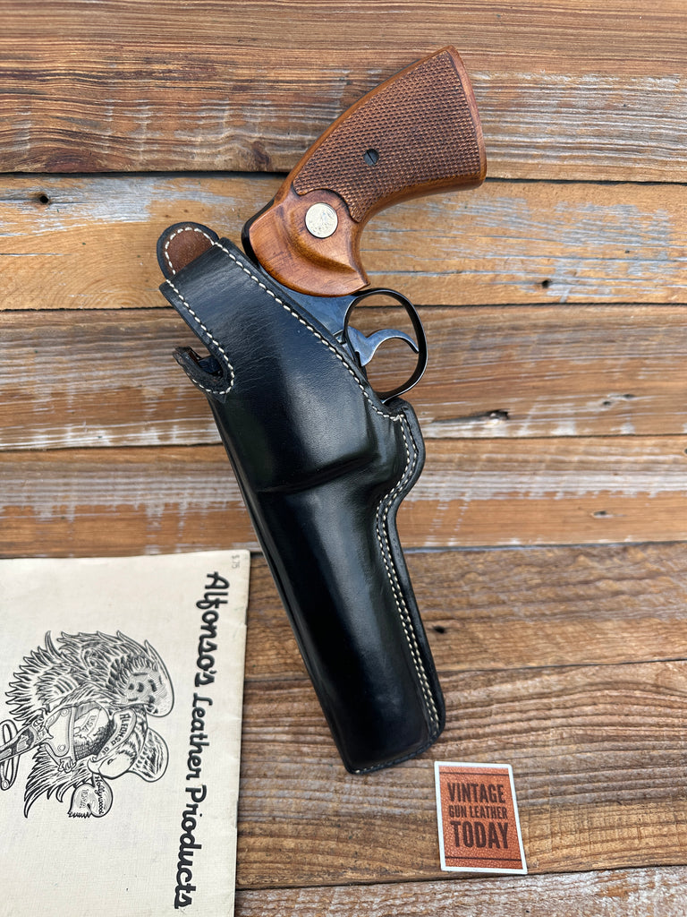 Alfonsos Black Leather Holster For Colt Python 6 Revolver Suede Lined S&W L 686,