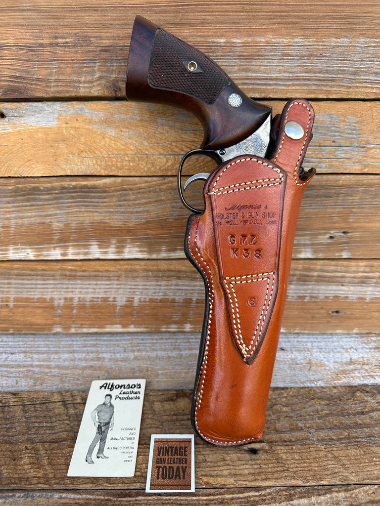 Alfonso's Brown Basketweave Leather Holster for 6" S&W K L Frame Revolver LEFT