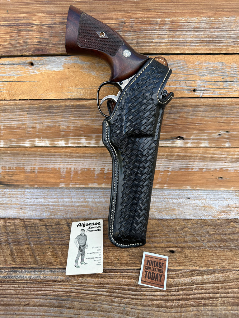 Alfonsos G77 Black Basketweave Leather Holster for 6" Medium K Frame Revolver
