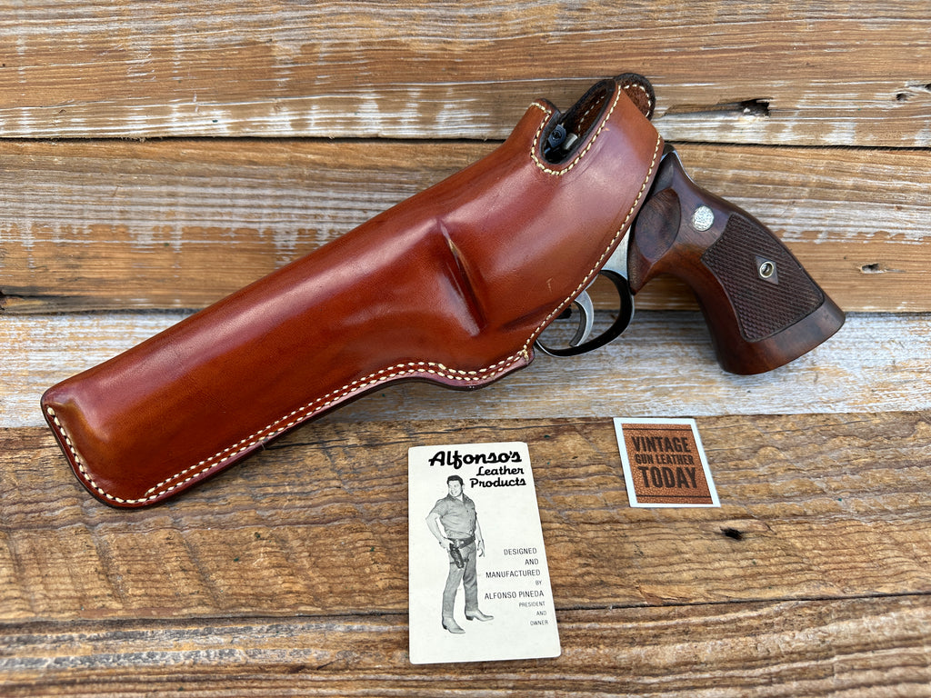 Alfonso's Brown Plain Leather Lined Holster for 6" S&W K  Frame Revolver LEFT