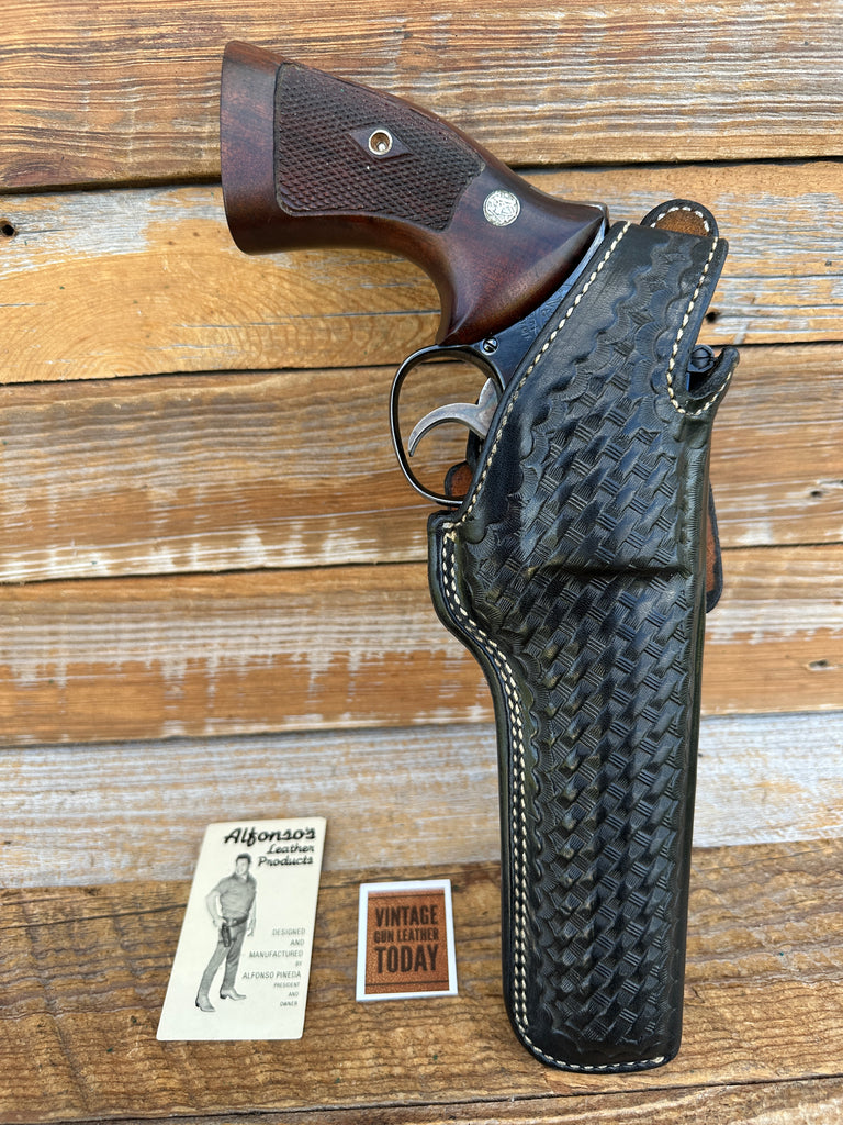 Alfonsos G77 Black Basketweave Leather Holster for 6" Medium K Revolver Cross
