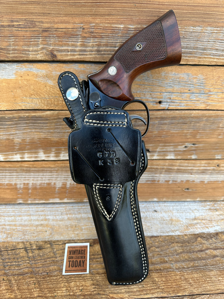 Alfonsos G77 Black Basketweave Leather Holster for 6" Medium K Revolver Cross