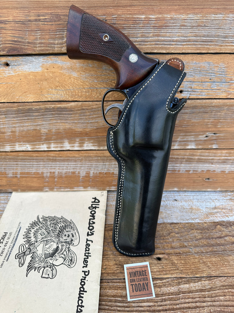 Alfonsos G77 Plain Black Leather Holster for 6" Medium K Frame Revolver