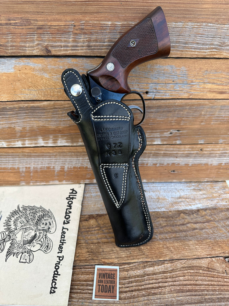 Alfonsos G77 Plain Black Leather Holster for 6" Medium K Frame Revolver