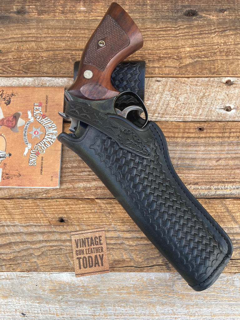 Vintage Tex Shoemaker Black Basketweave Leather 35K Holster 6 K Frame Revolver