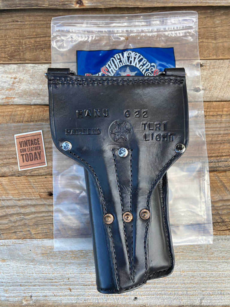 Tex Shoemaker Black Basketweave Leather Lined Duty Holster For Glock 22 Light