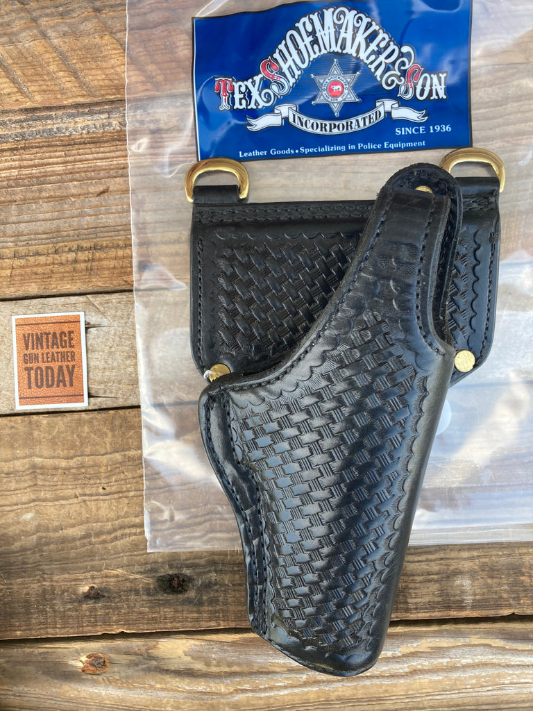 Tex Shoemaker Black Basketweave Leather Lined Duty Holster For Beretta 92F / 96