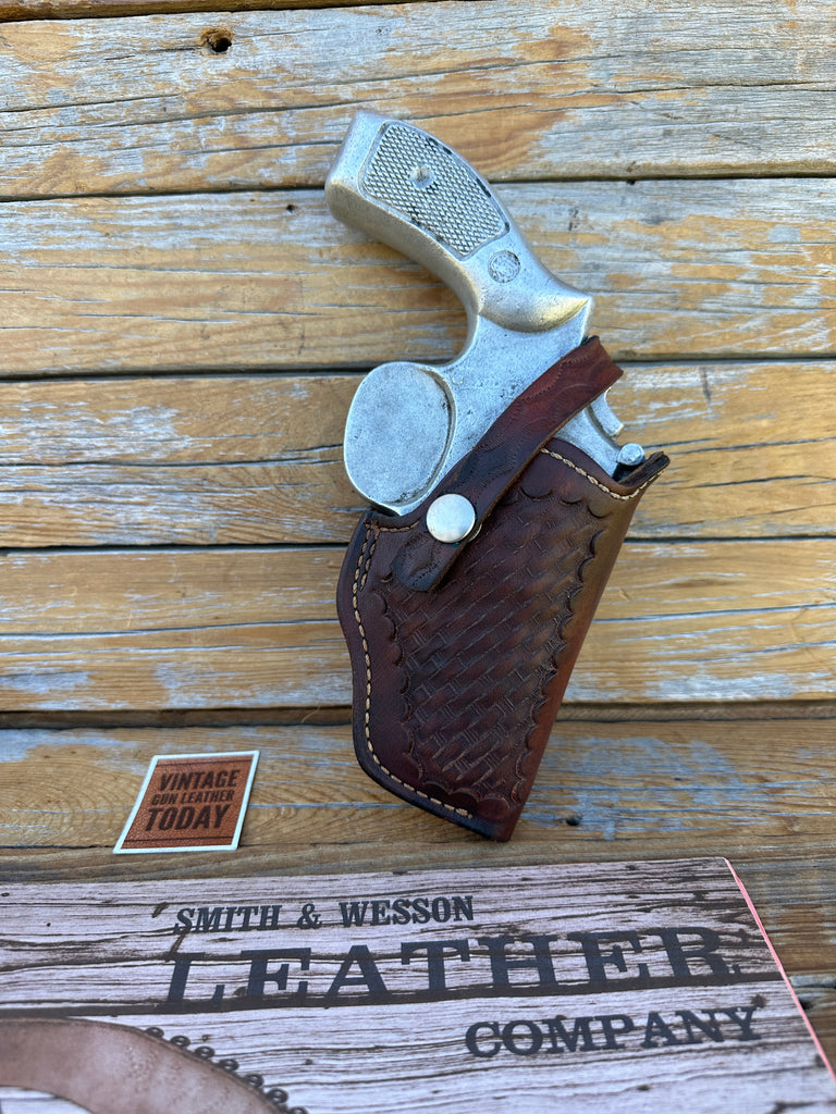 S&W 22 32W Brown Leather Lined Basketweave Holster For S&W K Colt Ruger Dan #2