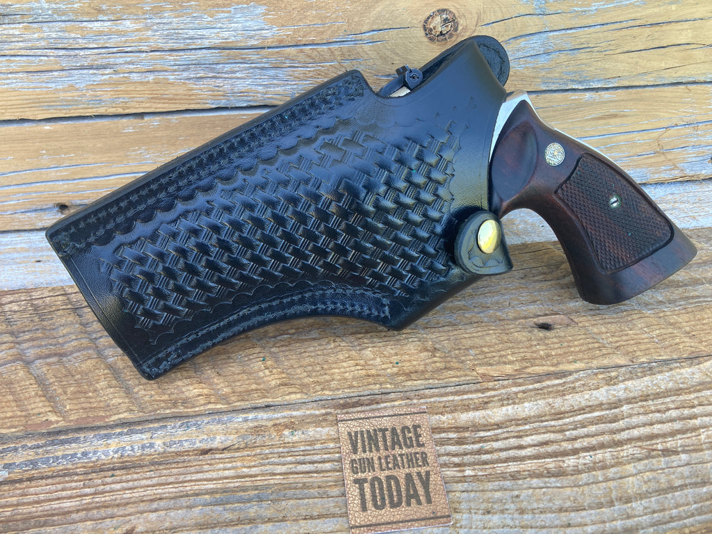 Tex Shoemaker Basketweave Leather 64 Holster For S&W L K Frame Medium Revolver L