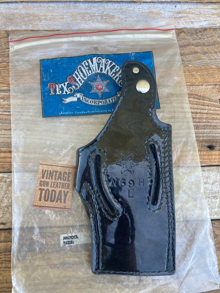 Vintage Tex Shoemaker Clarino Gloss Leather Lined OWB Holster For S&W 4506 LEFT