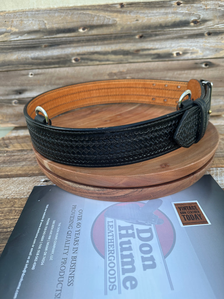 Don Hume 40 Black Basket Leather 2 1/4" Duty Belt With Sam Browne Strap D Rings