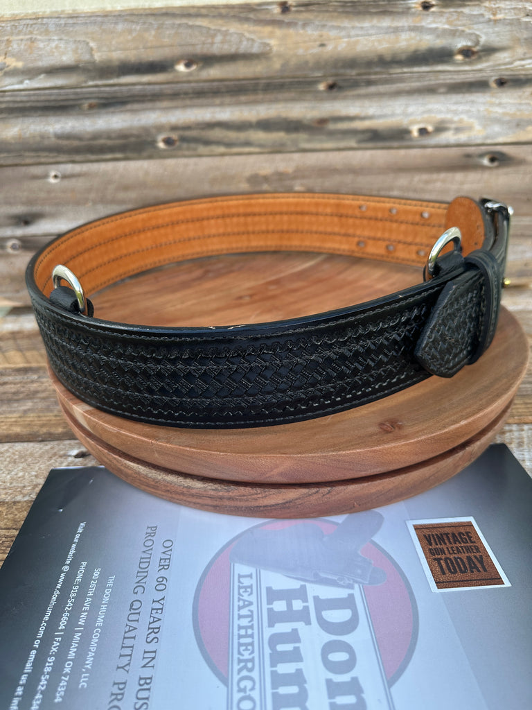 Don Hume 42 Black Basket Leather 2 1/4" Duty Belt With Sam Browne Strap D Rings