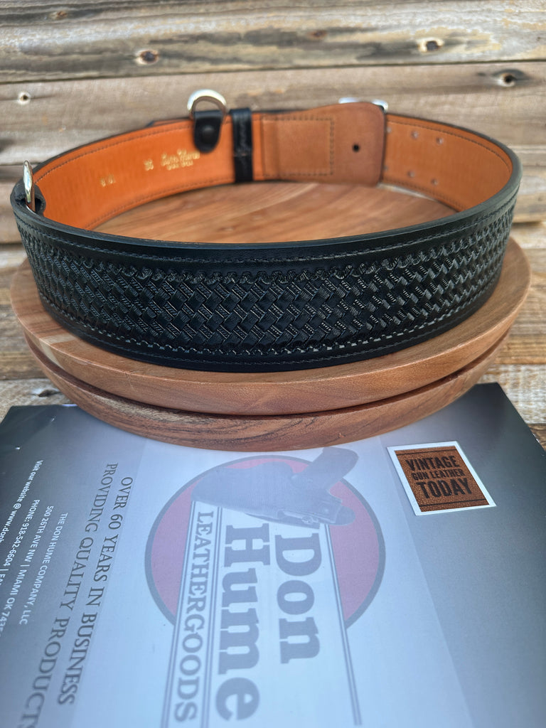 Don Hume 46 Black Basket Leather 2 1/4" Duty Belt With Sam Browne Strap D Rings
