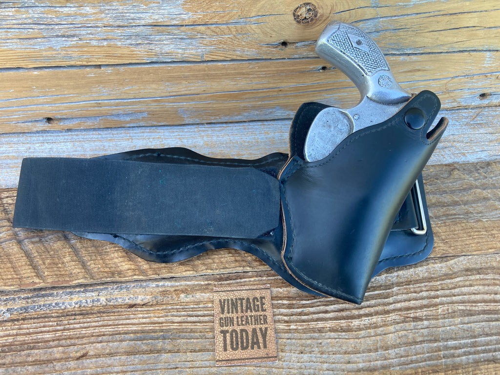 Black Leather Ankle Holster Rig For S&W J Frame Revolver Model 36 37 Chief 2"