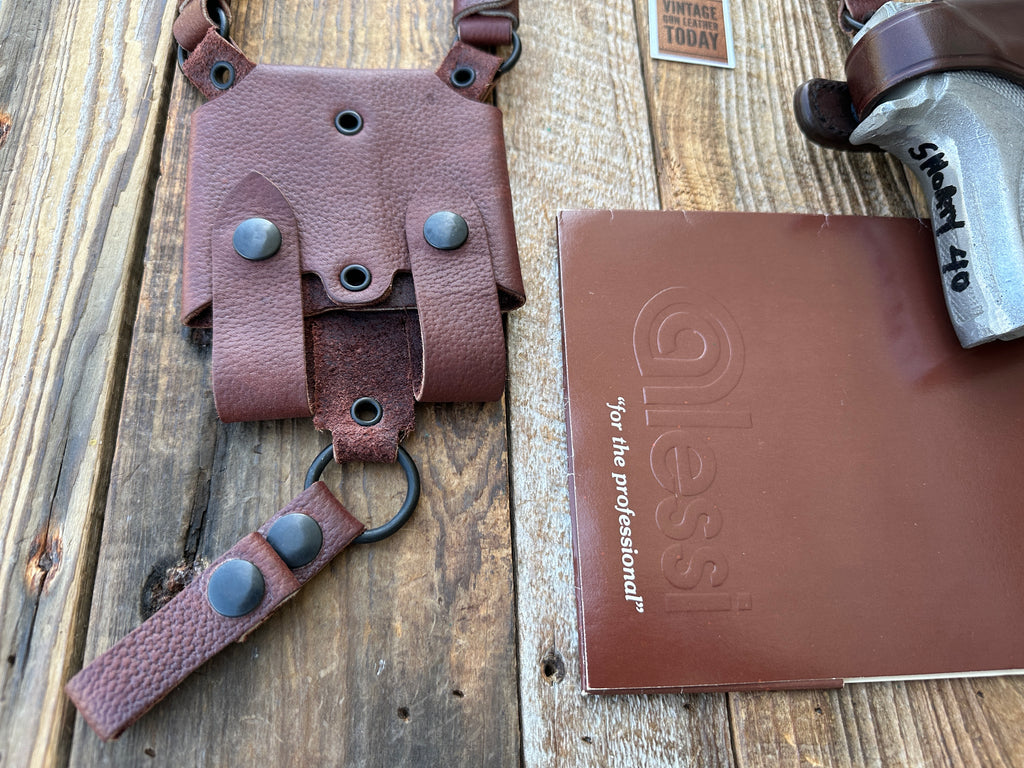 Vintage Lou Alessi Brown Leather Shoulder Holster for S&W 4006 Shorty Forty Right
