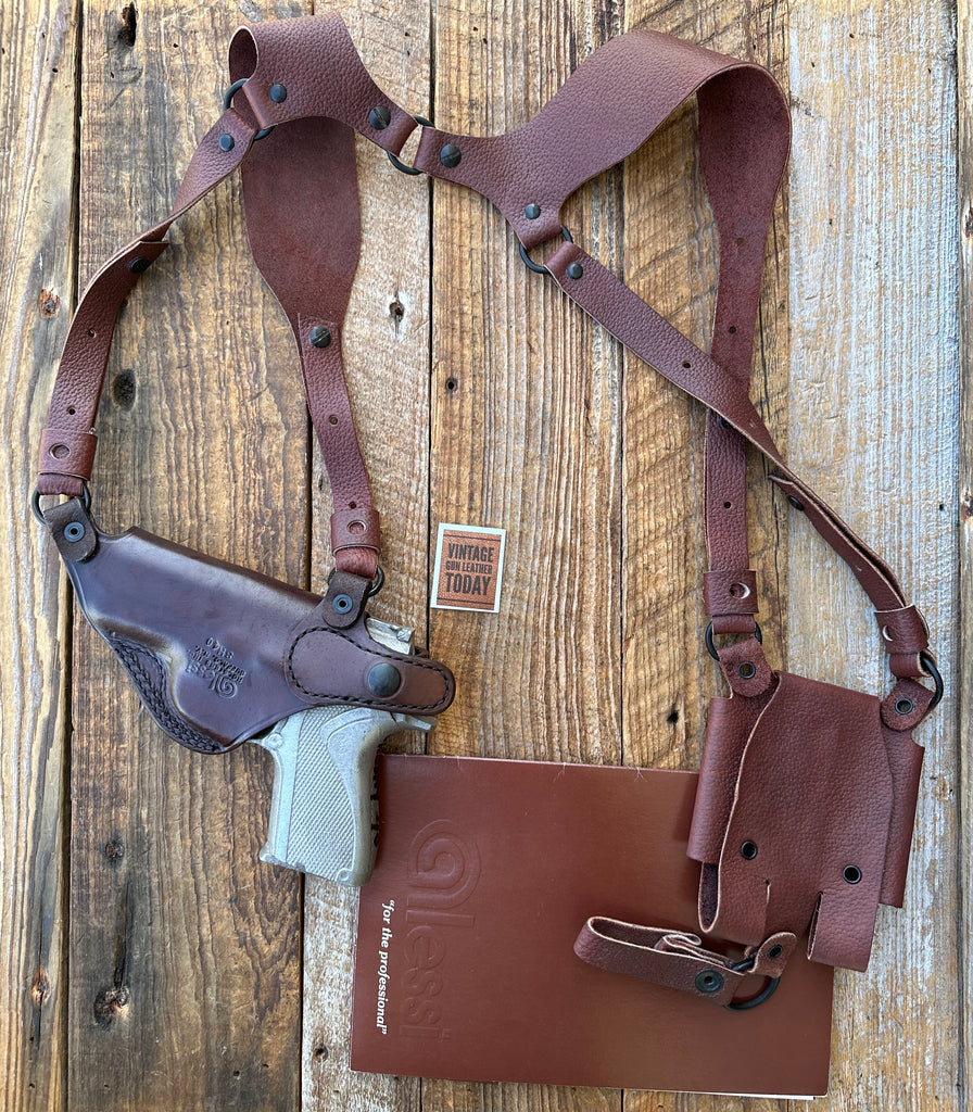 Vintage Lou Alessi Brown Leather Shoulder Holster for S&W 4006 Shorty Forty Right