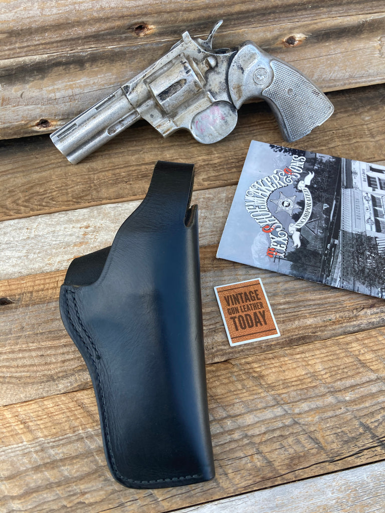 Vintage Tex Shoemaker Plain Black Leather Holster for Python S&W L 686 Revolver