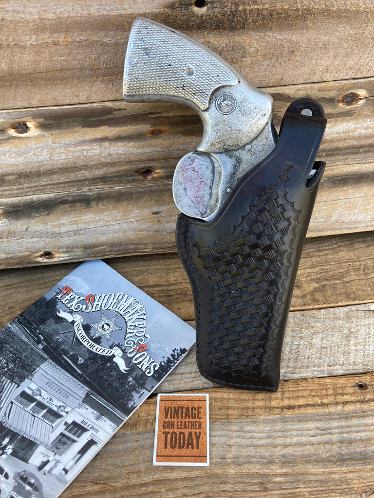 Vintage Tex Shoemaker Dark Brown Basket Holster for Python S&W L 686 Revolver