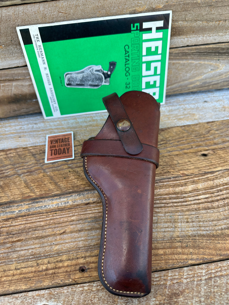 Vintage HH Heiser #420 1919 1955 Brown Leather OWB Holster For .22 Auto 4.5" #2