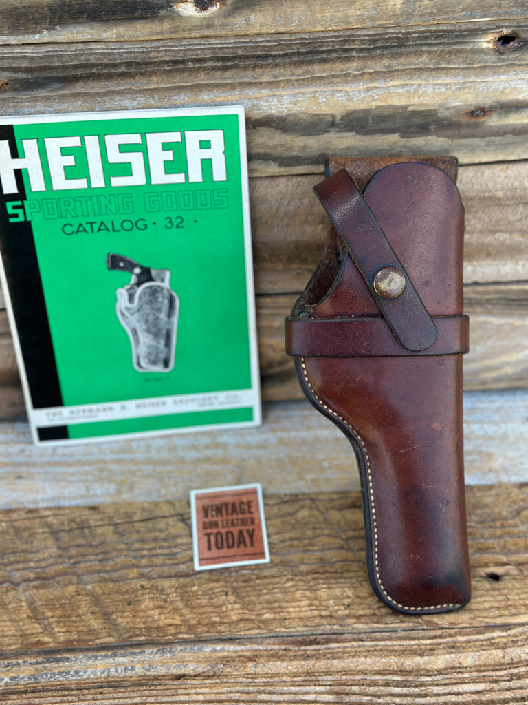 Vintage HH Heiser #420 1919 1955 Brown Leather OWB Holster For .22 Auto 4.5" #2