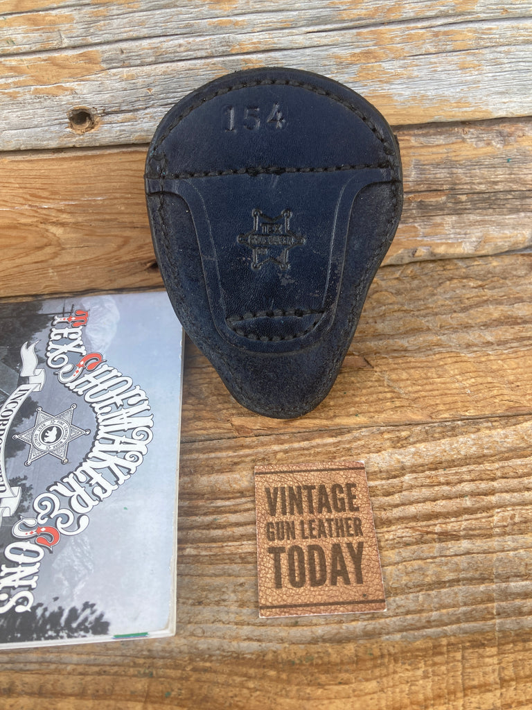 Vintage Tex Shoemaker 154 Plain Black Leather Open Top Chain Cuff Case 1 1/2